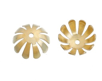 10 x Perlenkappen Blume Gold 13mm