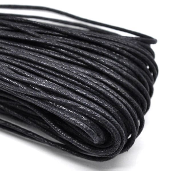[0,30 €/Meter] 5 Meter Cotton Cord Waxed Black 2 mm
