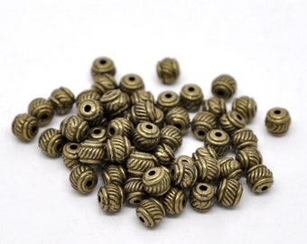 20 x metal beads bronze 6 x 5 mm