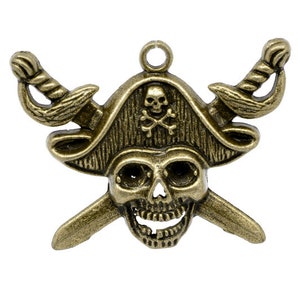 2 x pendant pirate bronze 44 x 34 mm