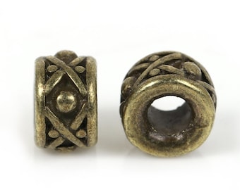 10 x Perles métalliques Rondell Bronze 8 x 5 mm