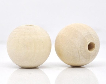 10 x wooden beads Nature 17-18 mm