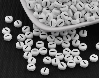 50 x acrylic beads letters I white 7 mm