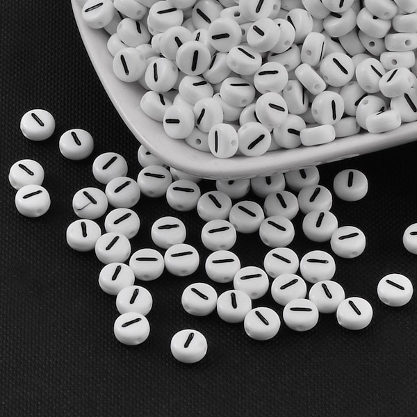 50 x Acryl Perlen Buchstaben I Weiß 7mm