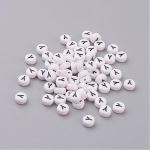 50 x cuentas acrílicas letra Y blanca 7 mm