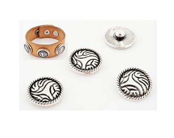 2 x snap fastener with pattern silver 18 mm