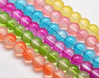 50 x glass beads Bunt 6 mm