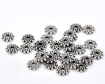 20 x Metal beads Rondelle Silver 8 mm