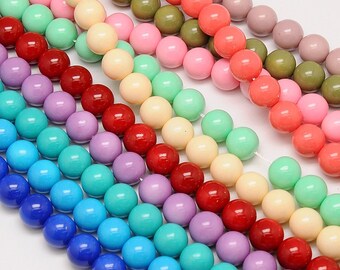 30 x Glass beads Bunt 10 mm