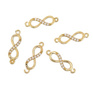 1 x Jewelry Connector Infinity Rhinestone Gold 17 x 5 mm