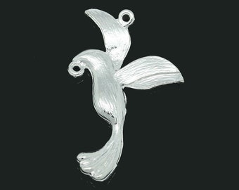 4 x Jewelry Connector Bird Silver 31 x 19 mm