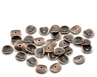 20 x Perles métal disques cuivre 10 x 9 mm