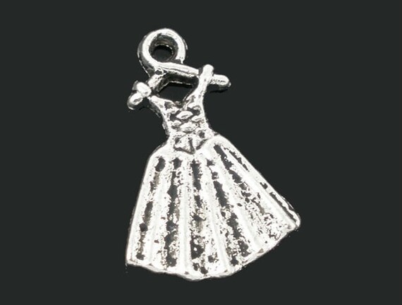 5 x Anhänger Kleid Silber 19x13mm