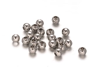 20 x inox argent perles 5 mm