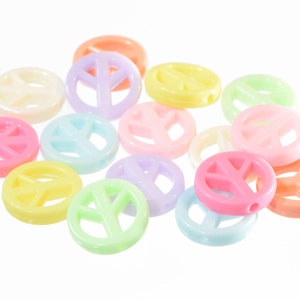 25 x Acrylic Beads Peace Colorful 16 mm