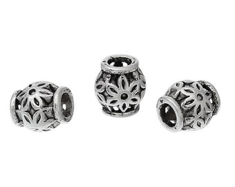 20 metal beads silver 6 x 6 mm