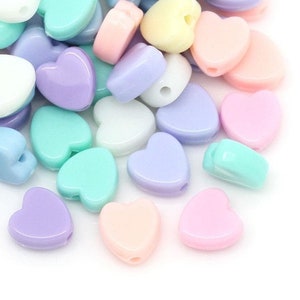80 x Acrylic Beads Heart Color 8 mm