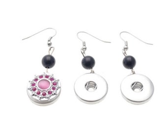 1 x snap button earrings silver 54 x 19 mm