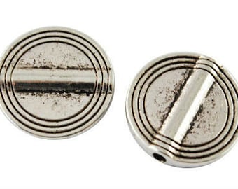 8 x Metal beads slices silver 16 x 3 mm