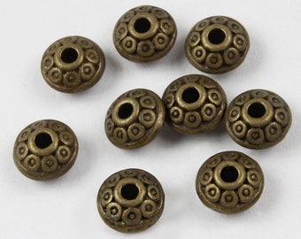 20 x Metal beads Rondell bronze 7 x 4 mm