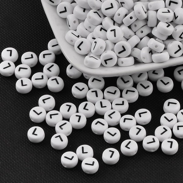 50 x Acryl Perlen Buchstaben L Weiß 7mm