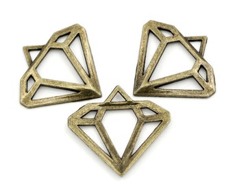 4 x Anhänger Diamant Bronze 30x28mm