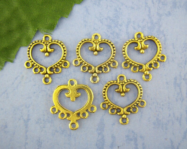 6 X Jewelry Connector Heart Gold 19 X 21 Mm Etsy