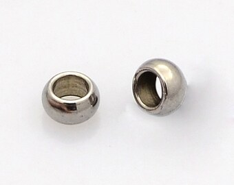 20 x stainless steel beads silver 3.5 x 2 mm