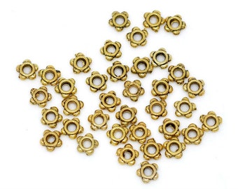 50 x métal perles fleurs or 4 x 4 mm