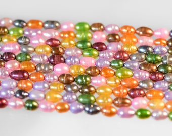10 x Süßwasser Perlen Bunt 5-6mm