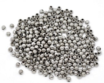 200 x metal beads silver 3 mm