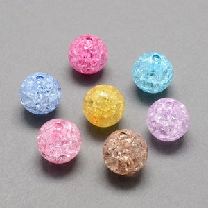 50 x Acrylic Beads Crackle Colorful 8 mm