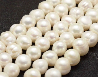 5 x Süßwasser Perlen Weiß 10mm