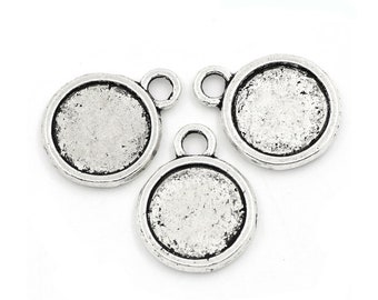 Für 11mm: 6 x Fassung Cabochon Silber 18x14mm