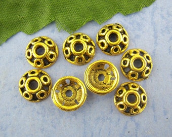 20 x pearl caps flower gold 10 mm