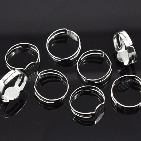 For 8 mm: 10 x ring silver plated