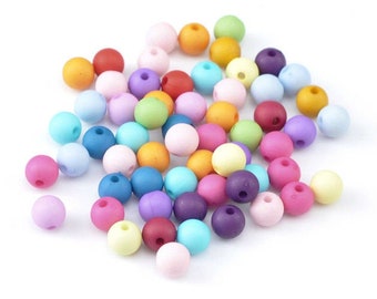 50 x Acrylic Beads Matte Colorful 8 mm