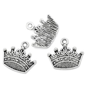 10 x Pendant Crown Silver 18 x 16 mm
