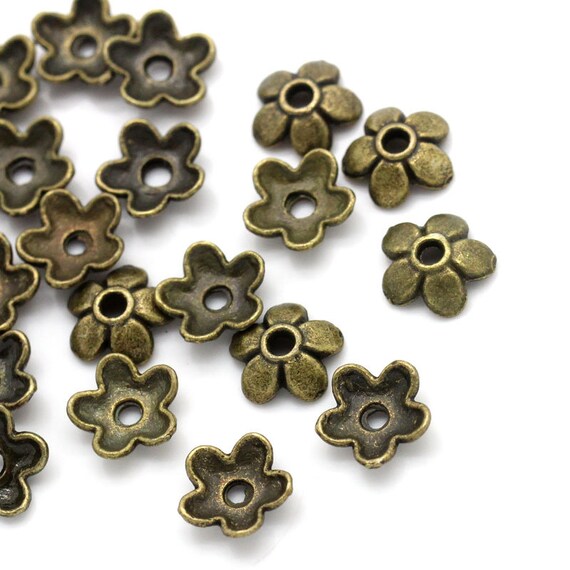 30 Perlkappen Endkappen Perlenkappen Blume Farbe bronze für 12mm Perlen #S518