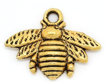 10 x Pendant Bee Gold 21 x 16 mm