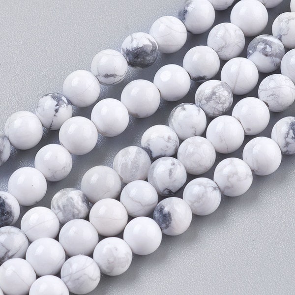 20 x Perles Howlith blanc 4 mm