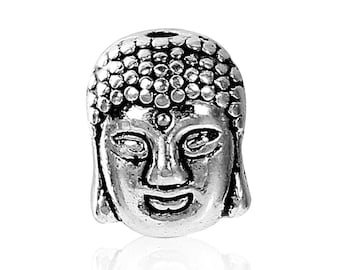 5 x Metal Beads Buddha Silver 11 x 9 mm