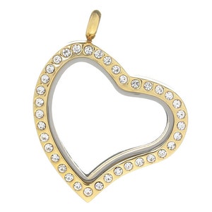 1 x medallion stainless steel gold-plated rhinestones 34 x 29 mm