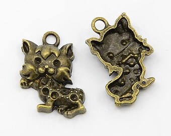 5 x Anhänger Katze Bronze 23x16mm