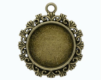 Pour 20 mm : 4 x cabochon porte bronze 34 x 30 mm