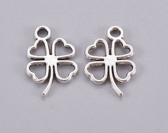 10 x Pendant Cloverleaf Silver 17 x 11 mm