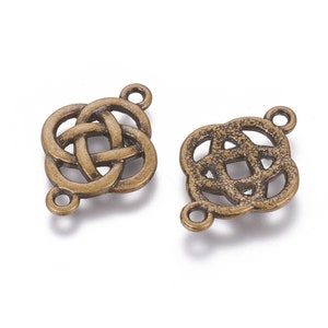 5 x Jewelry Connector Celtic Knot Bronze 25 x 18 mm