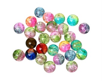 50 x Glasperlen Crackle Bunt 8mm