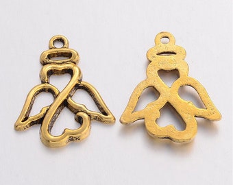 4 x Anhänger Engel Gold 25,5x20mm