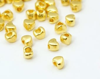 50 x Metallperlen Herz Gold 4x3,5mm